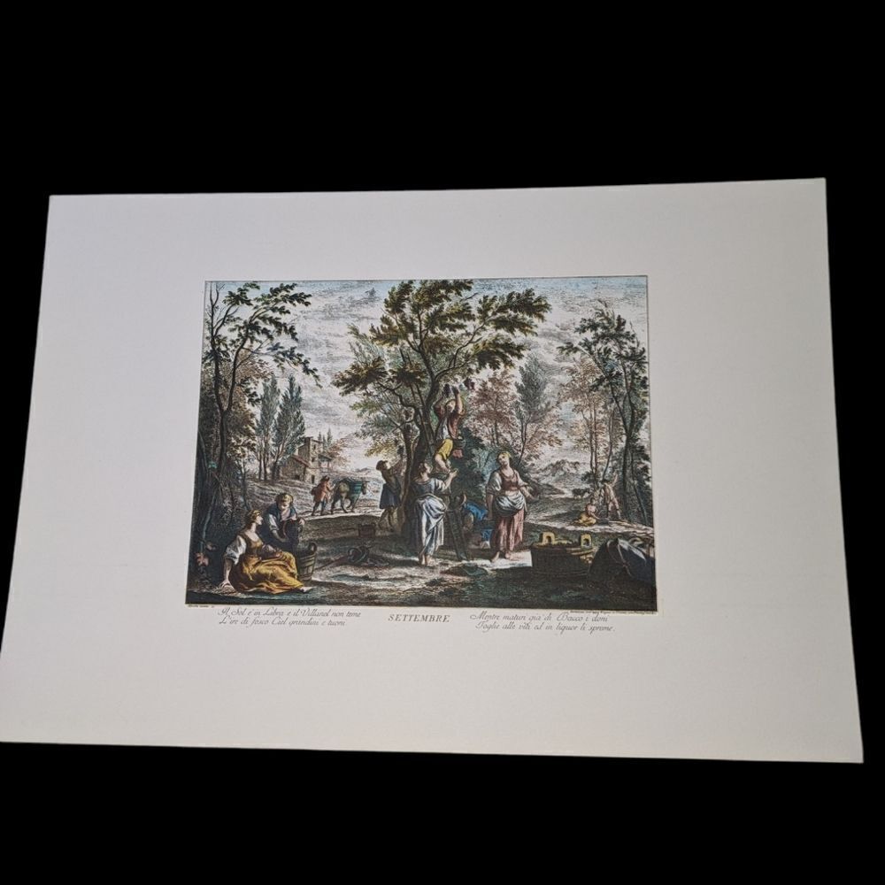 ‎Giuseppe Zocchi vintage lithograph print Settembre